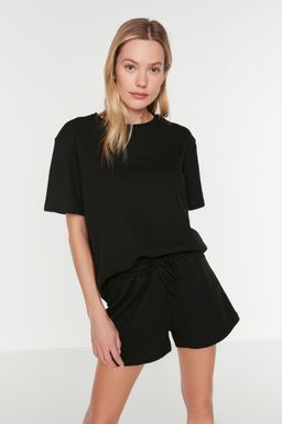 Trendyolmilla Siyah Waffle Kumas Sortlu Orme Pijama Tak?m? THMSS22PT0524  фото 15