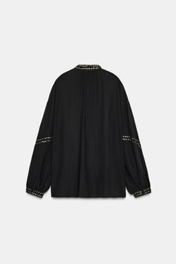 SEMI-SHEER BEADED BLOUSE - Zara фото 8