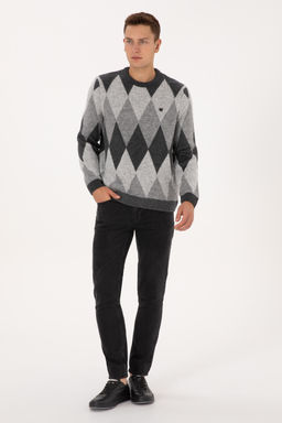 Erkek Comfort Fit Bisiklet Yaka Baklava Desenli Antrasit Kazak - U.s. polo assn фото 11