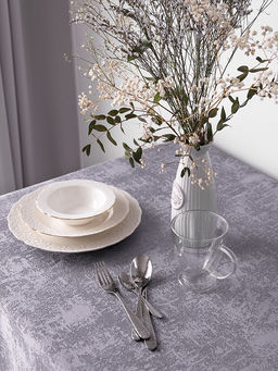 Скатерть жаккардовая 160x250 серый полиэстер - Denastia фото 4