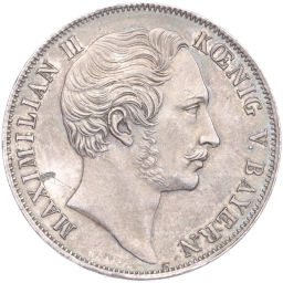 Монета 2 гульдена 1855 года Бавария Восстановление колонны Мадонны в Мюнхене