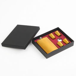 Подарочный набор 6 в 1: фляжка 270 мл, воронка, 4 рюмки, 18×24 см, нержавеющая сталь, золотистый