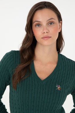 Женский темно-зеленый базовый свитер Неожиданная скидка в корзине - U.s. polo assn фото 2