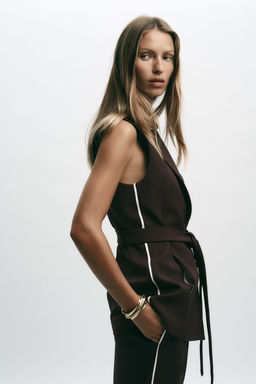 LONG WAISTCOAT WITH SIDE STRIPE