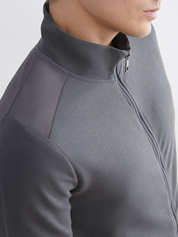 Dik Yaka Uzun Kollu Erkek Fermuarl? Sweatshirt