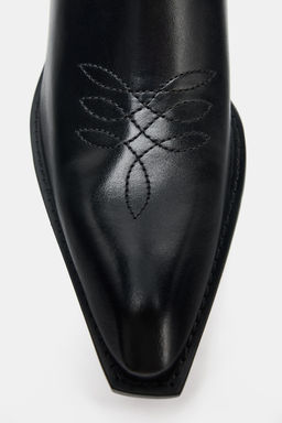 LEATHER COWBOY ANKLE BOOTS WITH TOPSTITCHING - Zara фото 7