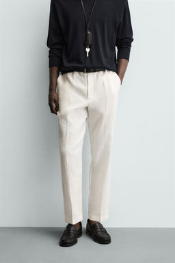 PANTAL?N REGULAR FIT 100% LINO / Blanco - Zara фото 2