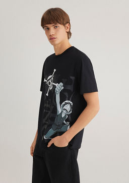 One Piece Bask?l? Siyah Tisort