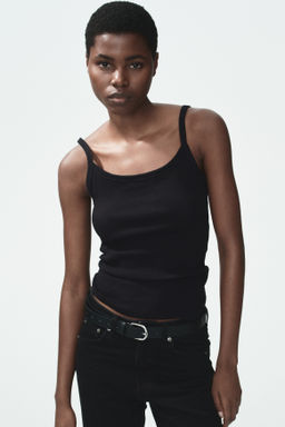 Top de tirantes en algod?n acanalado - H&m фото 8