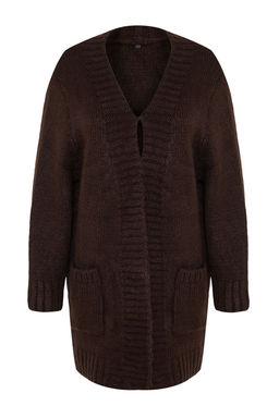 TRENDYOLMILLA Kahverengi Genis Kal?p Yumusak Dokulu Genis Kal?p Triko H?rka TWOAW25HI00275  фото 6