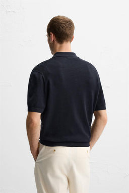 TEXTURED PIQUE KNIT POLO SHIRT - Zara фото 3