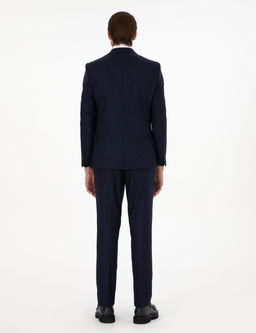 Lacivert Slim Fit Y_n Tak_m Elbise