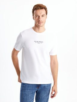 Bisiklet Yaka K?sa Kollu Bask?l? Erkek Ti??rt