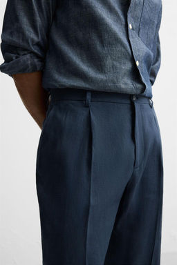 100% LINEN PLEATED TROUSERS - Zara фото 26