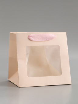 Цена за 2 шт. Пакет подарочный, крафт, с окном, «Розовый», 15×15×15 см