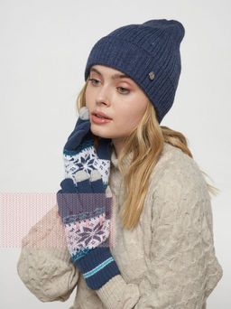 Перчатки женские 212-8228. 023/01 джинс/молоко