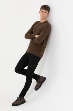 U. S. Polo Assn Мужской вязаный свитер кокосового цвета с круглым вырезом