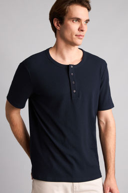 Sl_m F_t Pamuklu Fitilli Henley Yaka Ti__rt
