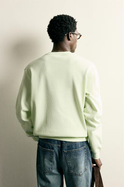 SUDADERA REGULAR FIT ESTRUCTURA WAFFLE / Lima claro - Zara фото 3