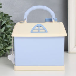 Копилка для денег с замком и ключом «Домик в нежных тонах», наклейки и декор для украшения, пластик, 14×10×13 см, МИКС