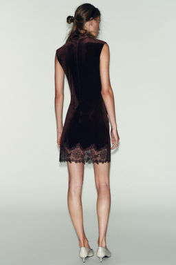VELVET LACE DRESS - Zara фото 5
