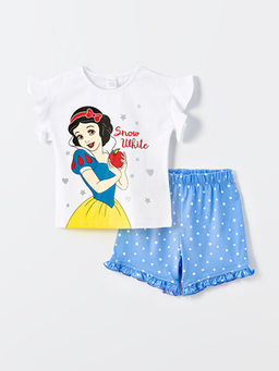 Bisiklet Yaka K?sa Kollu Pamuk Prenses Bask?l? K?z Bebek ?ortlu Pijama Tak?m?