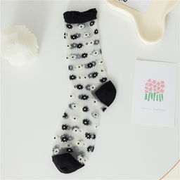 Носки Прозрачные р.35-40 Ромашки Черные - Krumpy фото 2