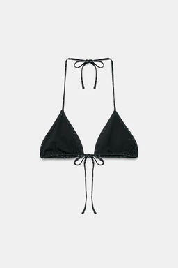 TOP BIKINI CORTINILLA ESTAMPADO TOPOS / Negro - Zara фото 11