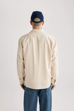 Рубашка из тенселя с длинным рукавом стандартного кроя - Defacto фото 5