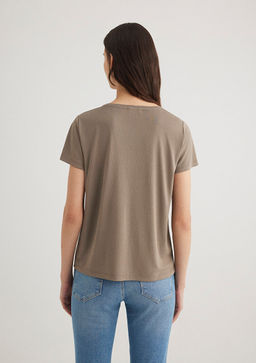 Lux Touch TENCEL TM Kahverengi Modal Tisort - Mavi фото 5