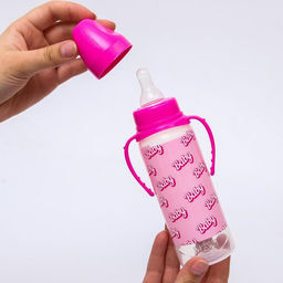 Бутылочка для кормления малыша M&B Baby, классическое горло, с ручками, от 3 мес, 250 мл., цилиндр