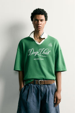 POLO RELAXED FIT F?TBOL RETRO / Verde / Crudo - Zara фото 2