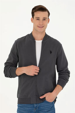 U. S. Polo Assn Мужской вязаный кардиган антрацитового цвета с воротником стойкой - U.s. polo assn фото 10