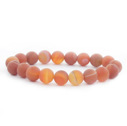 Браслет Классика из натурального матово-оранжевого агата диаметром 10мм