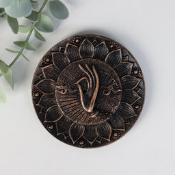 Подставка для благовоний полистоун Рука - Чин мудра, бронза, 9.8?9.8?1 см