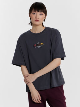 Футболка женская серая с принтом "Винсент Ван Гог, Маки"