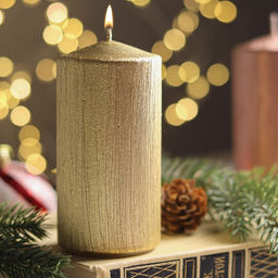 Свеча-цилиндр «Винтаж», 5×10 см, золотая