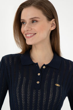 Женский темно-синий свитер с воротником-поло Неожиданная скидка в корзине - U.s. polo assn фото 2