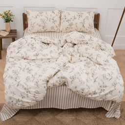 КПБ Чистый хлопок 1,5 спальный, наволочки 50х70, поплин, 100% хлопок, Гербариум ВБ Пододеяльник 146х215 с прорезью, простыня классическая 150х215 подшита с 4-х сторон, наволочки 50х70 с клапаном - 2 шт. - Традиция фото 50