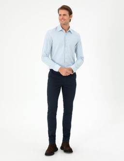 Lacivert Slim Fit Kanvas Pantolon
