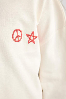 Футболка Relax Fit для девочек с круглым вырезом и длинными рукавами с принтом - Defacto фото 6