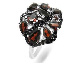 Кольцо из серебра гранат, шпинель, Мелиана