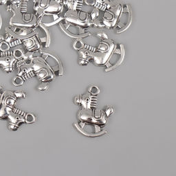 Декор для творчества, новогодняя подвеска Игрушечный конь, серебро, набор 15 шт., 1.41.8 см - Арт узор фото 2