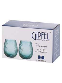 52626 GIPFEL Набор стаканов VISCONTI 390 мл (2шт.). Материал: стекло. Цвет: сине-зеленый.