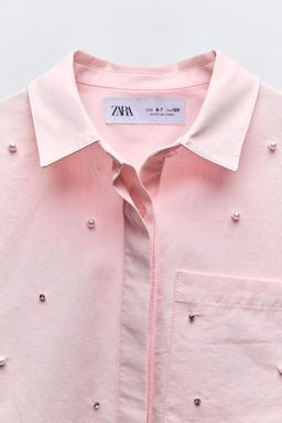 PEARL AND RHINESTONE SHIRT - Zara фото 3