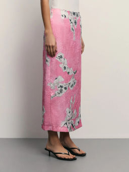 Юбка миди из жатой ткани с принтом / Zarina фото 4
