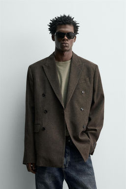 BLAZER CRUZADA CON LANA / Marr?n oscuro - Zara фото 2