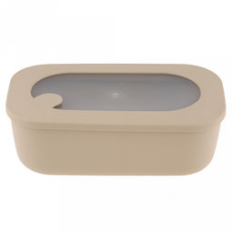 Контейнер для продуктов пластмассовый Нео 0,9л, 21x12,5x7см, прямоугольный, герметичный, с крышкой, латте, клапан для выпуска пара, подходит для СВЧ (Россия) - Домашняя мода фото 2