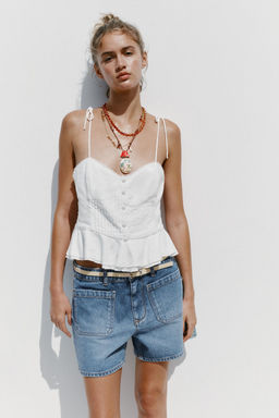 ROMANTIC TOP WITH PINTUCKS IN A LINEN BLEND - Zara фото 2