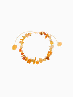 Браслет, длина 16 см, янтарный, золотой